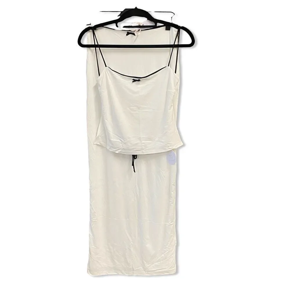NWT More To Come Koral Maxi Skirt Set White tank stretch Y2K Revolve M - Picture 4 of 11